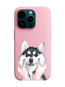 Матовий рожевий чохол на Apple iPhone 14 Pro :: Мордочка (принт 121)