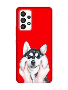 Матовий червоний чохол на Samsung Galaxy A53 4G/5G :: Мордочка (принт 121)
