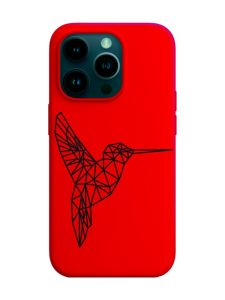 Матовий червоний чохол на Apple iPhone 14 Pro :: Колібрі (принт 122)