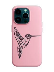 Матовий рожевий чохол на Apple iPhone 14 Pro :: Колібрі (принт 122)