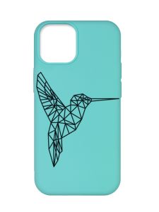 Матовий бірюзовий чохол на Apple iPhone 12 Pro Max :: Колібрі (принт 122)