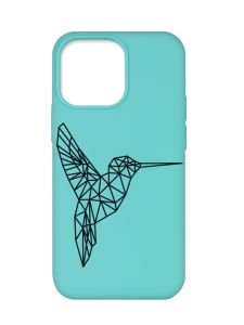 Матовий бірюзовий чохол на Apple iPhone 13 Pro :: Колібрі (принт 122)