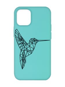 Матовий бірюзовий чохол на Apple iPhone 12/12 Pro (6.1) :: Колібрі (принт 122)