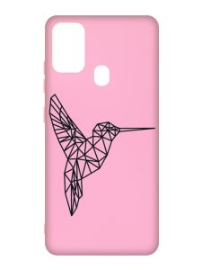 Матовий рожевий чохол на Samsung Galaxy M30s/M21 :: Колібрі (принт 122)