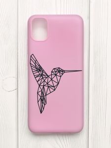 Матовий рожевий чохол на Samsung Galaxy A04E/A042 :: Колібрі (принт 122)