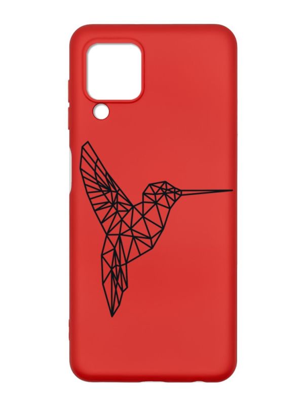 Матовий червоний чохол на Samsung Galaxy M32/A22/M22 4G :: Колібрі (принт 122)