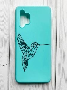 Матовий бірюзовий чохол на Samsung Galaxy A32 :: Колібрі (принт 122)