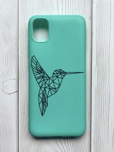 Матовий бірюзовий чохол на Samsung Galaxy A04E / A042 :: Колібрі (принт 122)