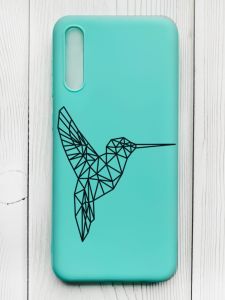 Матовий бірюзовий чохол на Samsung Galaxy A50 (2019) A505/A30s :: Колібрі (принт 122)