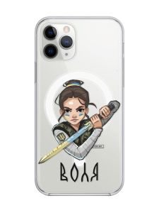 Магнітний чохол на iPhone 11 Pro Max із підтримкою MagSafe :: Українська захисниця (патріотичний принт 169)