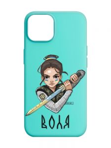 Матовий бірюзовий чохол на Apple iPhone 14 :: Українська захисниця (патріотичний принт 169)