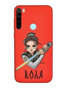 Матовий червоний чохол на Xiaomi Redmi Note 8T :: Українська захисниця (патріотичний принт 169)