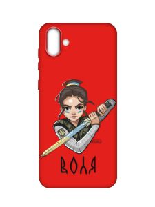 Матовий червоний чохол на Samsung Galaxy A04 :: Українська захисниця (патріотичний принт 169)