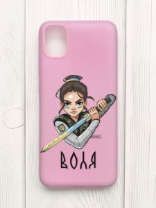 Матовий рожевий чохол на Samsung Galaxy A04E/A042 :: Українська захисниця (патріотичний принт 169)