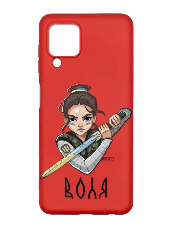 Матовий червоний чохол на Samsung Galaxy M32/A22/M22 4G :: Українська захисниця (патріотичний принт 169)