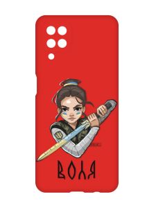 Матовий червоний чохол на Samsung Galaxy A12 :: Українська захисниця (патріотичний принт 169)