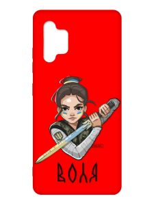 Матовий червоний чохол на Samsung Galaxy A32 :: Українська захисниця (патріотичний принт 169)