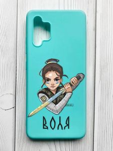 Матовий бірюзовий чохол на Samsung Galaxy A32 :: Українська захисниця (патріотичний принт 169)