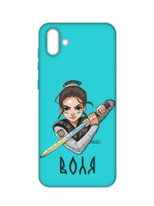 Матовий бірюзовий чохол на Samsung Galaxy A04 :: Українська захисниця (патріотичний принт 169)