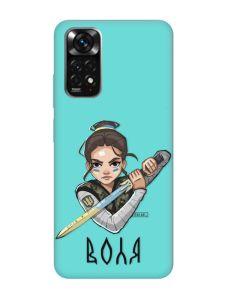 Матовий бірюзовий чохол на Xiaomi Redmi Note 11 :: Українська захисниця (патріотичний принт 169)