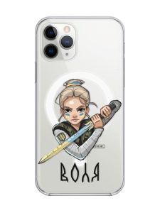 Магнітний чохол на iPhone 11 Pro Max із підтримкою MagSafe :: Українська захисниця (патріотичний принт 170)