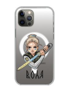 Магнітний чохол на iPhone 12 Pro Max із підтримкою MagSafe :: Українська захисниця (патріотичний принт 170)