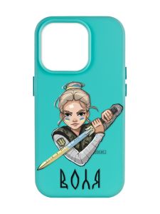 Матовий бірюзовий чохол на Apple iPhone 14 Pro Max :: Українська захисниця (патріотичний принт 170)