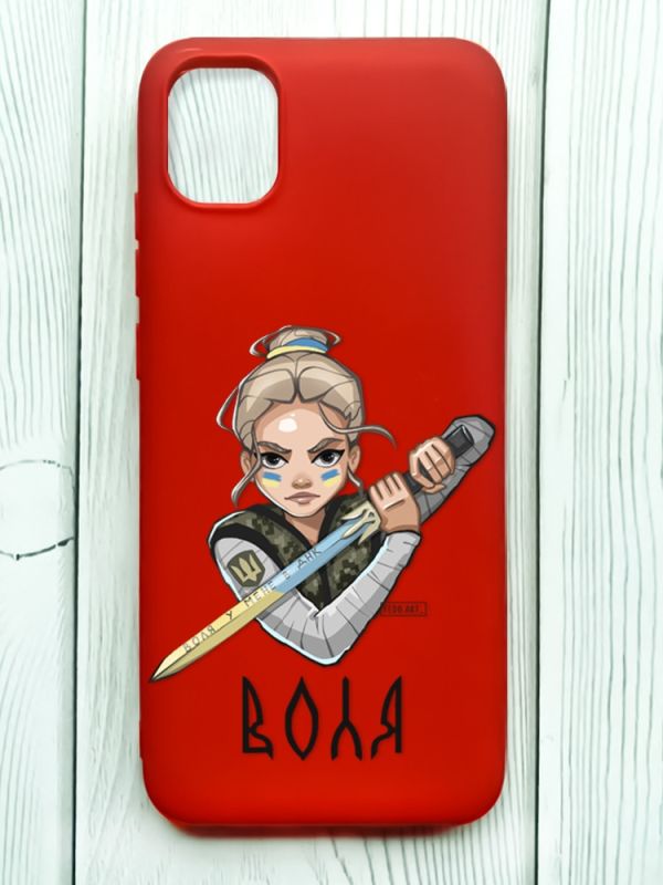 Матовий червоний чохол на Samsung Galaxy A04E/A042 :: Українська захисниця (патріотичний принт 170)