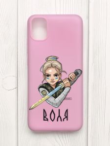 Матовий рожевий чохол на Samsung Galaxy A04E/A042 :: Українська захисниця (патріотичний принт 170)