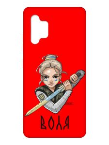 Матовий червоний чохол на Samsung Galaxy A32 :: Українська захисниця (патріотичний принт 170)