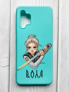 Матовий бірюзовий чохол на Samsung Galaxy A32 :: Українська захисниця (патріотичний принт 170)