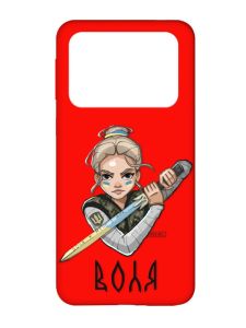 Матовий червоний чохол на Xiaomi Poco X4 Pro 5G :: Українська захисниця (патріотичний принт 170)