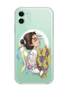 Магнітний чохол на iPhone 11 із підтримкою MagSafe :: Українка з колосками (патріотичний принт 172)