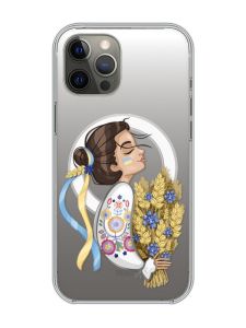 Магнітний чохол на iPhone 12 Pro Max із підтримкою MagSafe :: Українка з колосками (патріотичний принт 172)