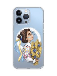 Магнітний чохол на iPhone 13 Pro (6.1) із підтримкою MagSafe :: Українка з колосками (патріотичний принт 172)