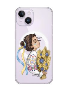 Магнітний чохол на iPhone 14 із підтримкою MagSafe :: Українка з колосками (патріотичний принт 172)