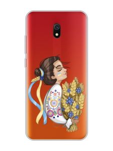 Прозорий чохол на Xiaomi Redmi 8A :: Українка з колосками (патріотичний принт 172)