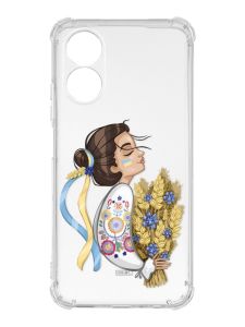 Чохол із потовщеними кутами на Oppo A17 :: Українка з колосками (патріотичний принт 172)