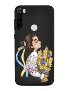Матовий чорний чохол на Xiaomi Redmi Note 8T :: Українка з колосками (патріотичний принт 172)