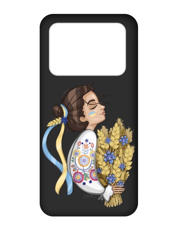 Матовий чорний чохол на Xiaomi Poco X4 Pro 5G :: Українка з колосками (патріотичний принт 172)