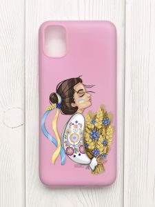 Матовий рожевий чохол на Samsung Galaxy A04E/A042 :: Українка з колосками (патріотичний принт 172)