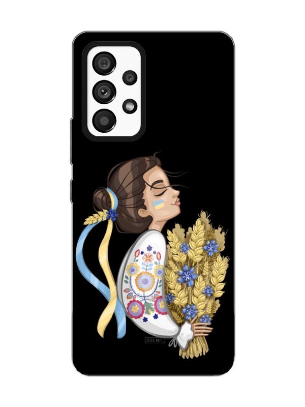 Матовий чорний чохол на Samsung Galaxy A53 4G/5G :: Українка з колосками (патріотичний принт 172)