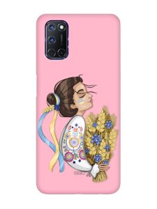 Матовий рожевий чохол на Oppo A52/A72/A92 :: Українка з колосками (патріотичний принт 172)