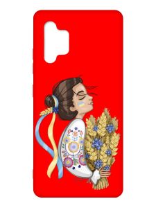 Матовий червоний чохол на Samsung Galaxy A32 :: Українка з колосками (патріотичний принт 172)