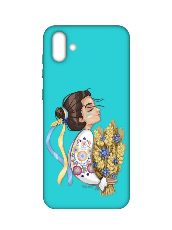 Матовий бірюзовий чохол на Samsung Galaxy A04 :: Українка з колосками (патріотичний принт 172)
