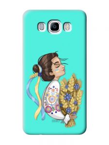 Матовий бірюзовий чохол на Samsung Galaxy J7(2016) J710 :: Українка з колосками (патріотичний принт 172)