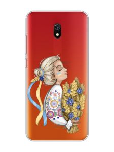 Прозорий чохол на Xiaomi Redmi 8A :: Українка з колосками (патріотичний принт 173)