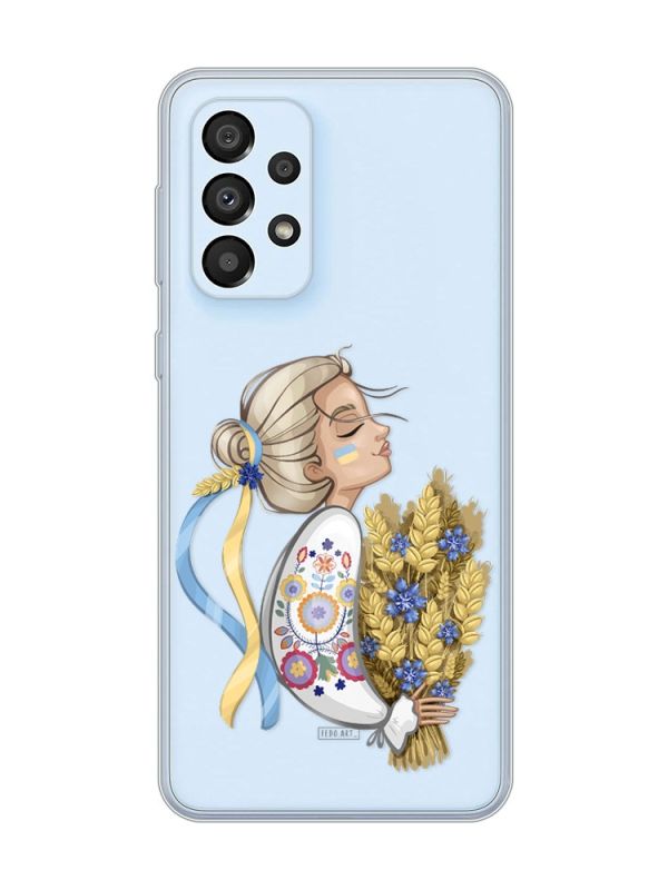 Прозорий чохол на Samsung Galaxy A33 5G :: Українка з колосками (патріотичний принт 173)