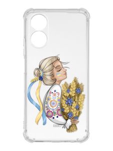 Чохол із потовщеними кутами на Oppo A17 :: Українка з колосками (патріотичний принт 173)
