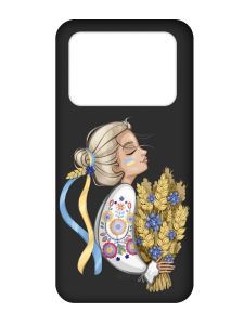 Матовий чорний чохол на Xiaomi Poco X4 Pro 5G :: Українка з колосками (патріотичний принт 173)